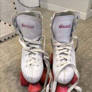 Chic White Roller Skates with Red Wheels